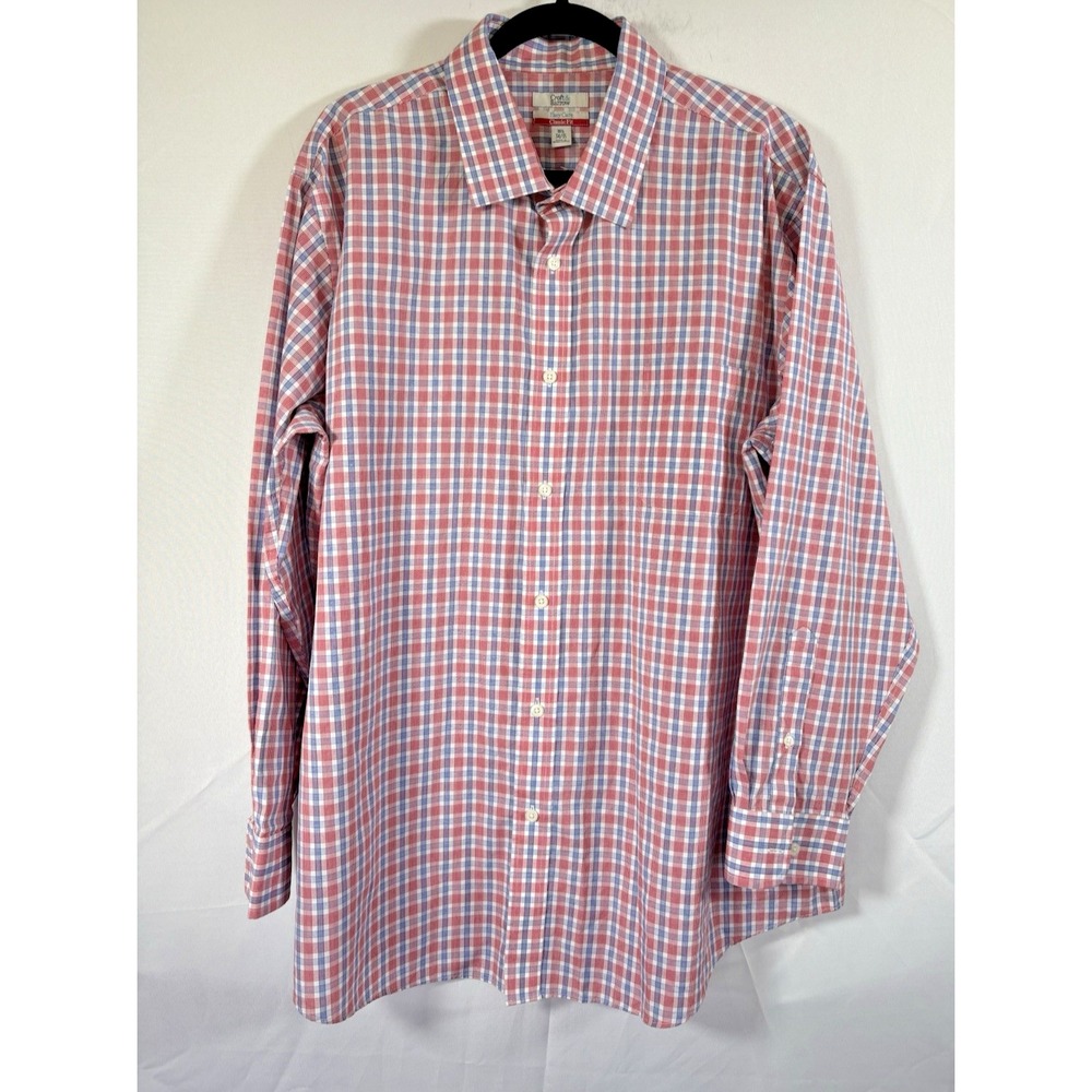 Croft & barrow shirt size 18.5 34-35 plaid long sleeves classic fit